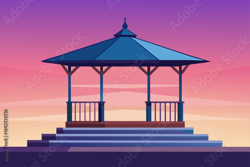 Gradient Flat Vector Style Gazebo With Horizon Line