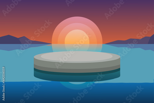 Gradient Flat Vector Style Millstone With Calm Water