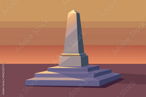 Gradient Flat Vector Style Stone Monument With Soft Light