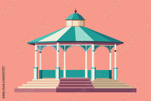 Light Color Vector Style Gazebo With Simple Gradients