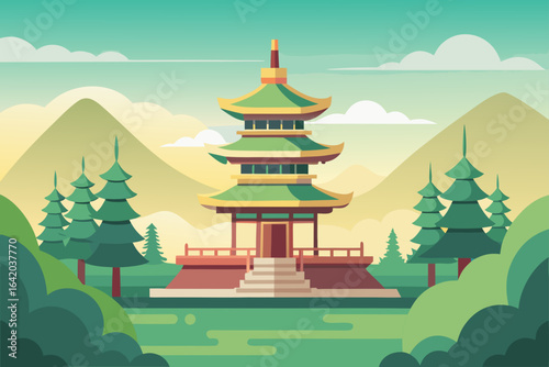 Minimal Realistic Vector Style Water Well With Soft Light