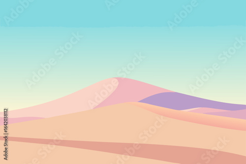 Pastel Color Vector Style Sand Dune With Soft Pastels