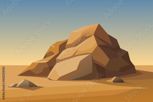 Realistic Simple Vector Style Desert Rock With Soft Light