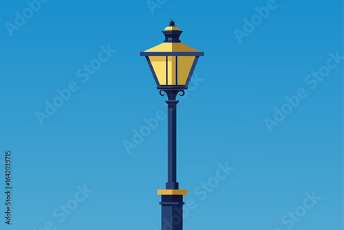 Subtle Texture Vector Style Lantern Post With Clear Sky