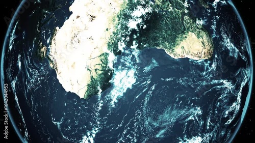 Artistic Rendering of Pangaea on Earth Map, 3d Realistic Planet Earth and Moon at Night from Space Galaxy