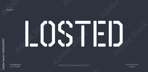 Losted Classy elegant font, vintage type or luxury premium typeface, vector English royal alphabet. Classic typography in modern or old art deco style, serif letters for modern or retro poster font