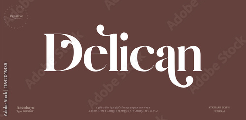 Delican Elegant alphabet letters font logo. Typography luxury classic lettering serif italic fonts decorative wedding vintage retro logos. vector illustration
