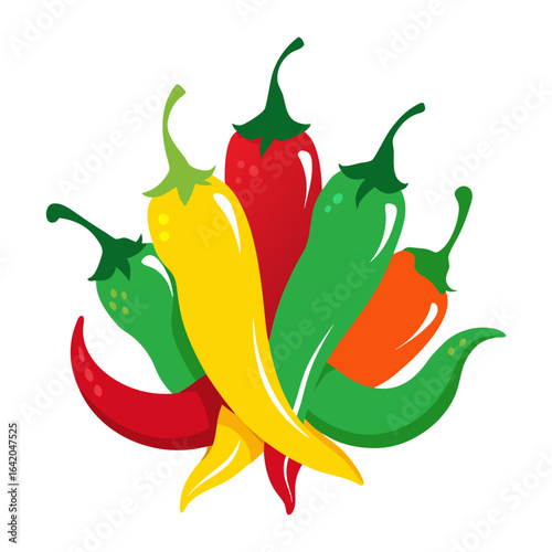 Rustic Chili Pepper Bunch Minimalistic Vector Illustration Isolated