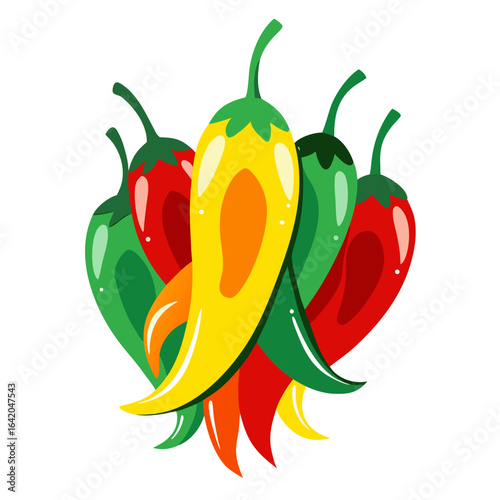 Rustic Chili Pepper Bunch Minimalistic Vector Illustration Isolated