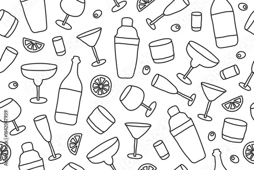 seamless bartender pattern, cocktail bar background, great for bar menus, wallpapers, packaging, textiles, and cocktail making-themed designs- vector illustration