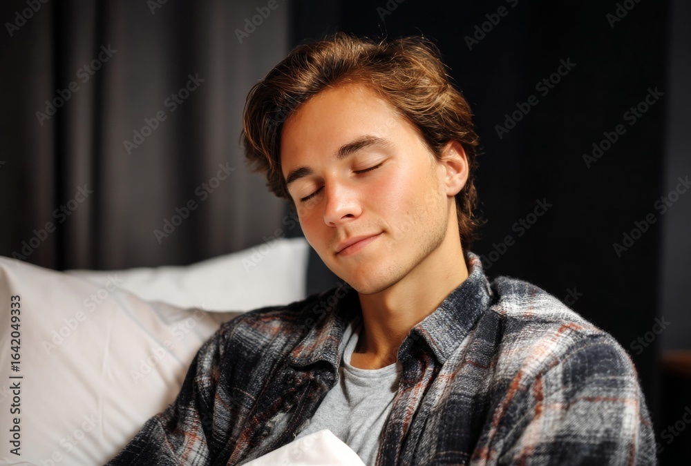 Fototapeta premium Close-up Teenager Sleeping on a Bed