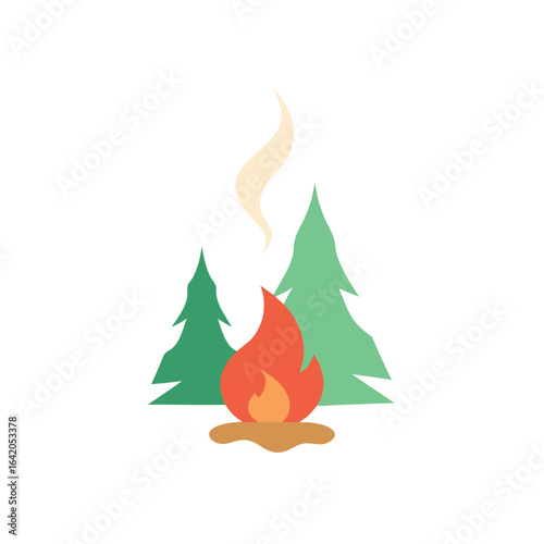 Minimalist Forest Campfire with Gentle Smoke Trail