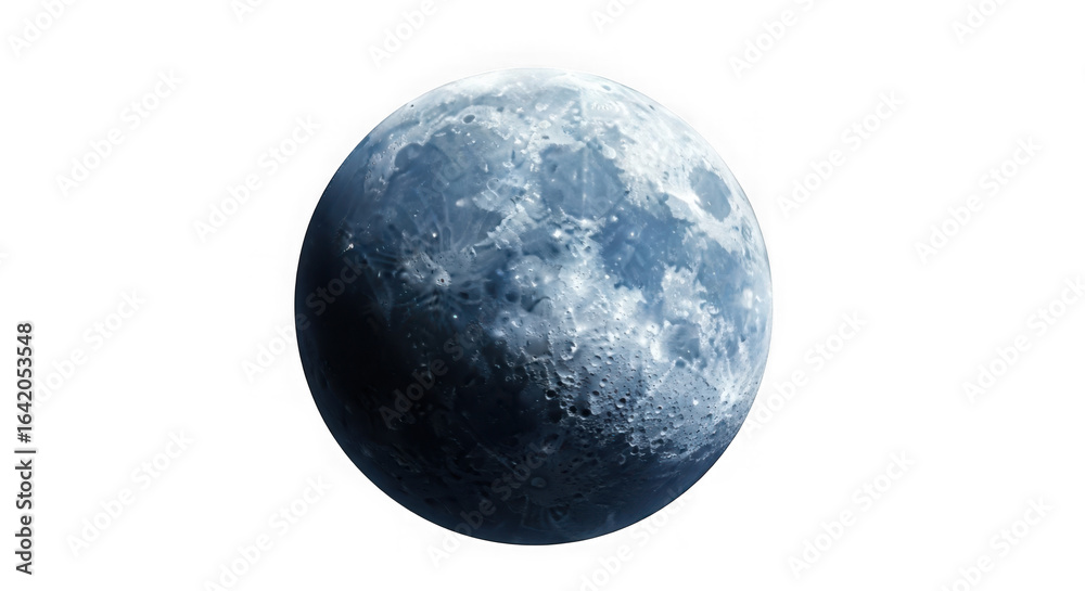 Fototapeta premium Detailed view of the moon against a black background showing craters and texture