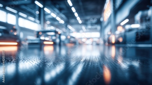 Wallpaper Mural A blurry industrial scene with a reflective floor, capturing a sense of modern manufacturing. Torontodigital.ca