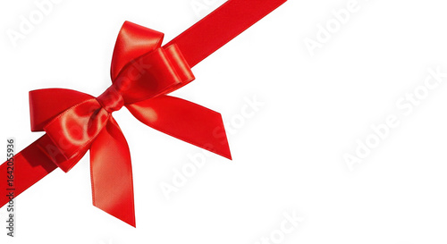 Elegant red satin ribbon bow tied on a black background