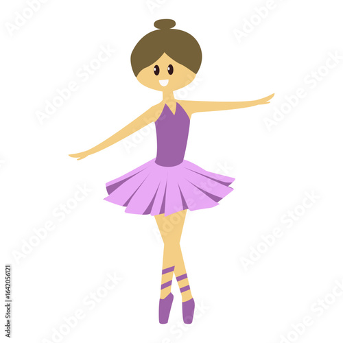 Elegant cartoon ballerina. Beautiful slim girl ballerina