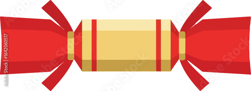 Christmas Cracker Vector Red Gold Minimal Flat Design