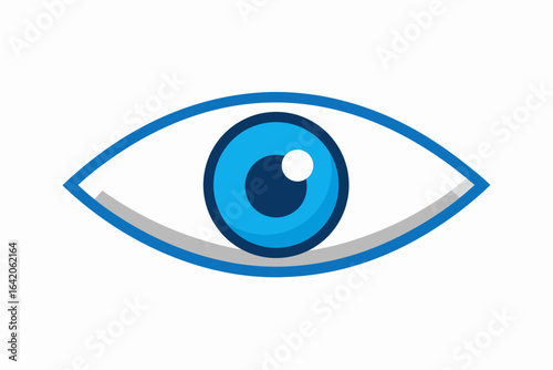 Vector illustration of a blue human eye icon with an elegant iris and pupil, perfect for a vision or beauty logo design