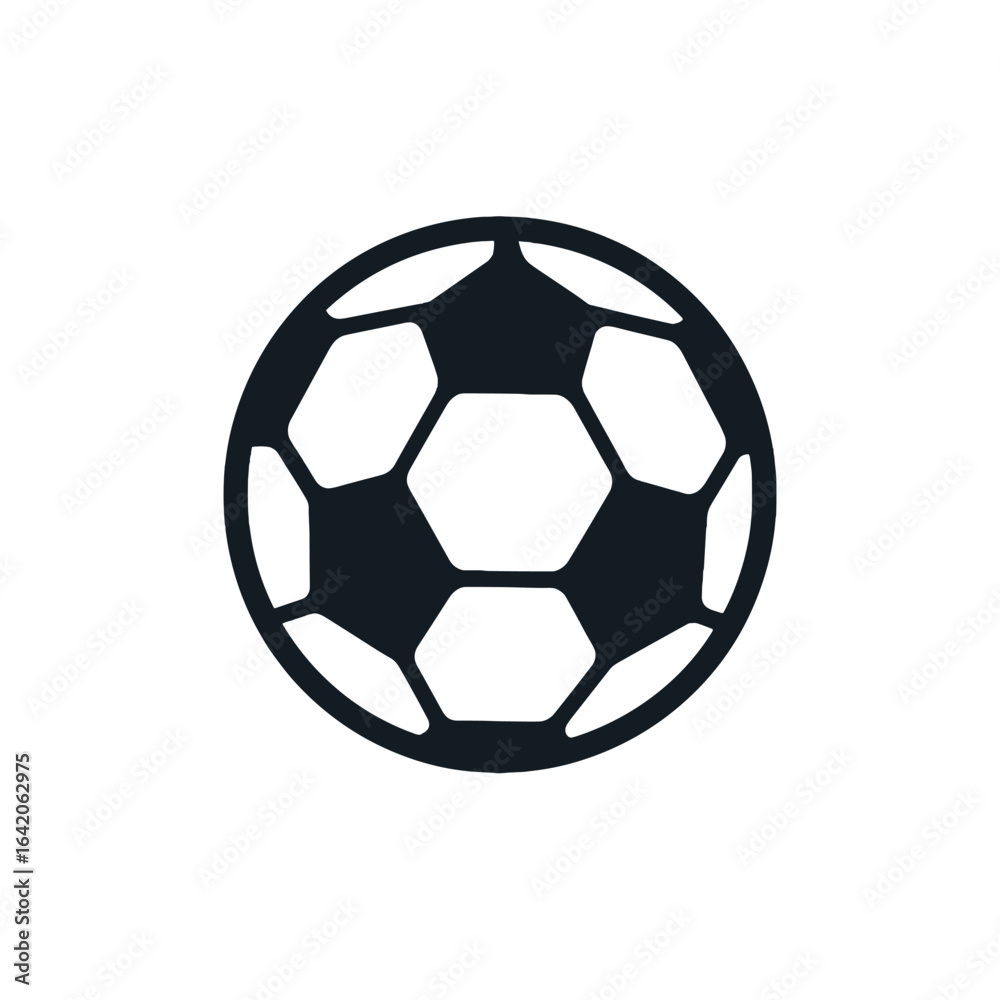 Naklejka premium Simple black and white soccer ball icon on a white background
