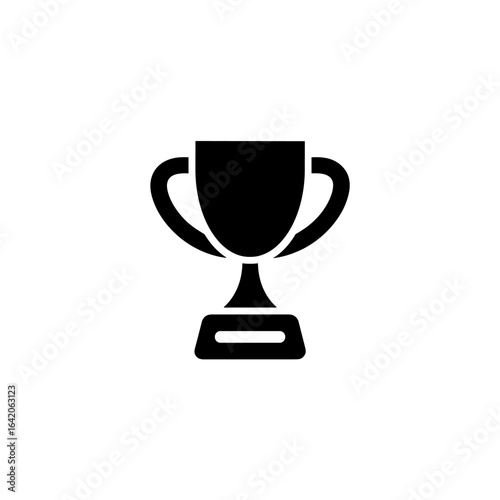Isolated black trophy icon symbolizing victory and achievement on white