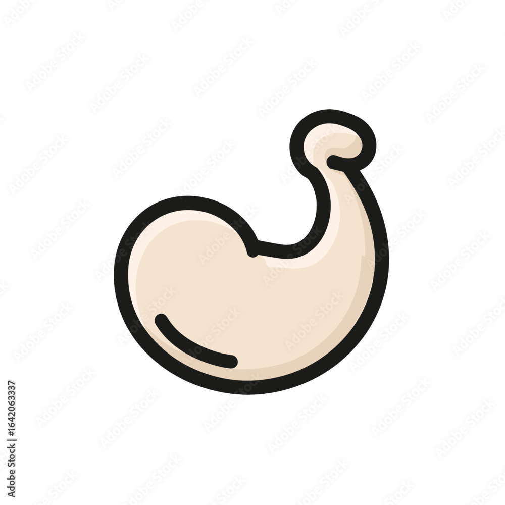 Fototapeta premium Stylized Cartoon Cashew Nut with Bold Outline on White Backdrop