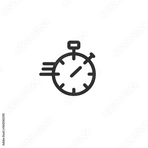 Stopwatch Icon Symbolizes Speed, Efficiency, and Urgency in Minimalist Black