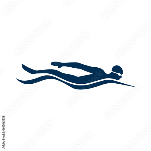 Aquatic excellence: Simplified vector of a swimmer gliding through the water.