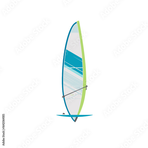 Graphic Illustration of a Windsurf Board and Sail on White