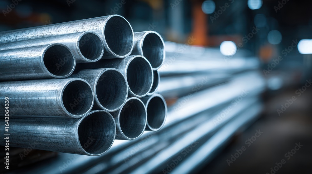 A 4K photo of stack of stainless steel pipes background , metallurgical industry backdrop concept image. A 4K photo of stack of stainless steel pipes background , metallurgical industry backdrop concept image.