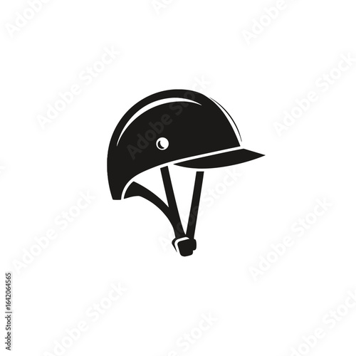 Black Equestrian Helmet Vector Illustration on a White Background