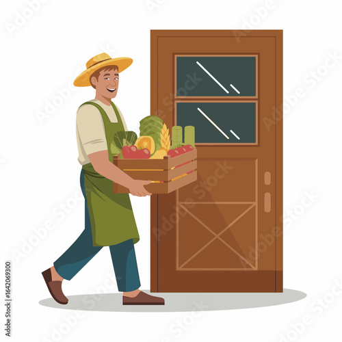 Farmer Delivering Fresh Vegetables to Doorstep