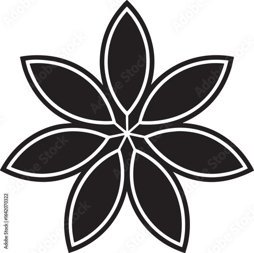 Abstract Eight Petal Floral Geometric Design Element