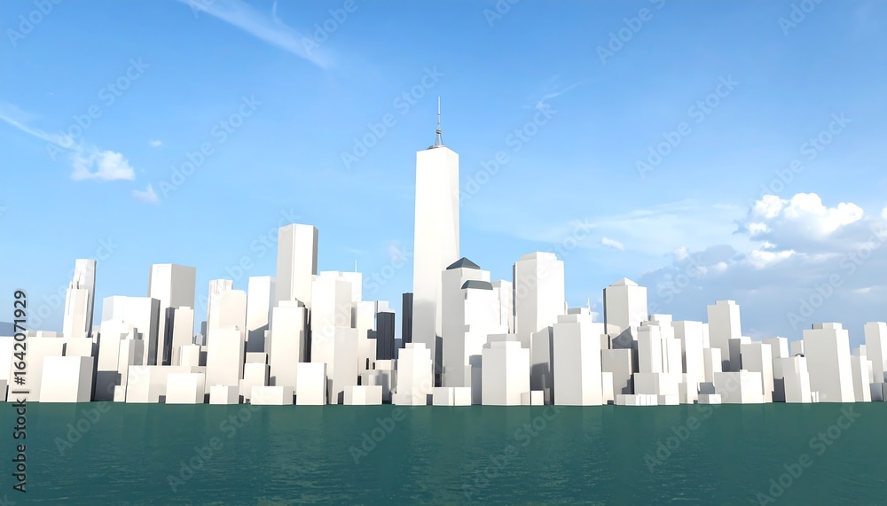 Fototapeta premium 3D model of a city skyline