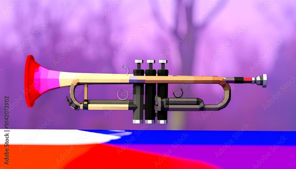 Obraz premium 3D trumpet in vibrant colors