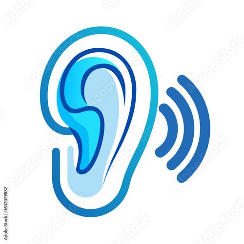 Human Ear with Sound Waves Vector Illustration for Hearing Awareness
