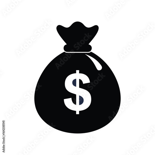 money bag with dollar icon silhouette on white background