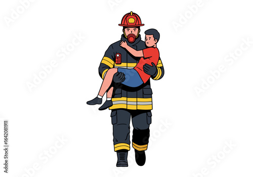 Firefighter Rescuing Child: Heroic Act of Bravery and Protection
