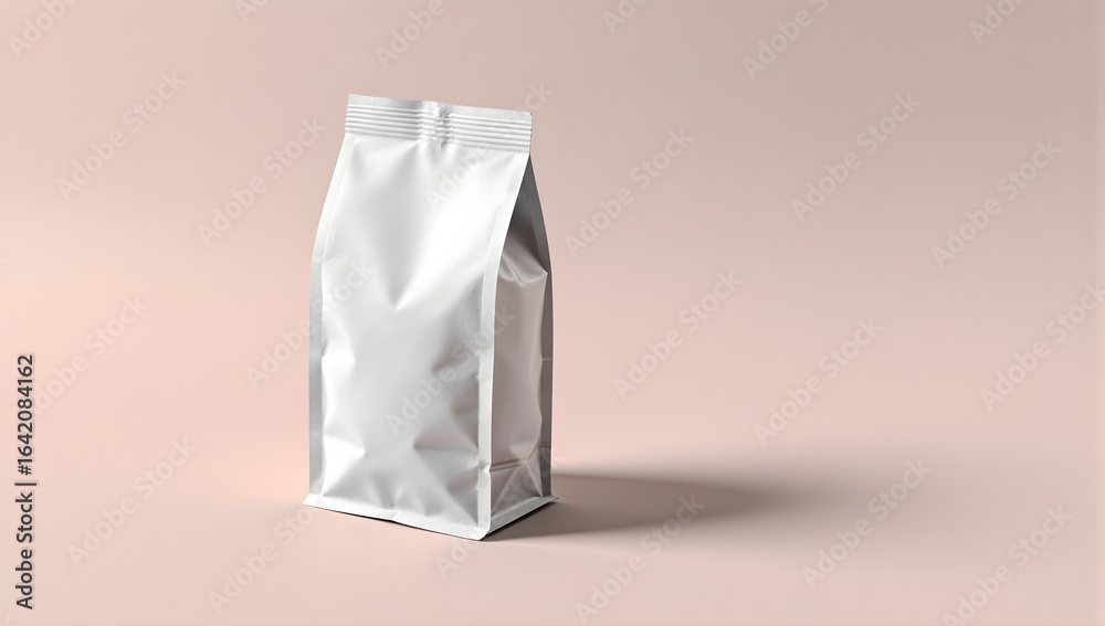 Minimal stand up pouch packaging mockup on nude background Minimal stand up pouch packaging mockup on nude background