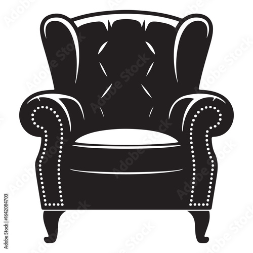 Black leather armchair vector 