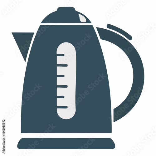 sleek modern kettle pouring steam curls in crisp blue with mocha mousse handle and base svg vector on transparent srgb background for contemporary kitchen design