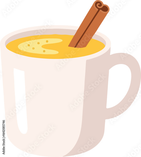 Eggnog Mug Vector | Minimal Flat Festive Illustration