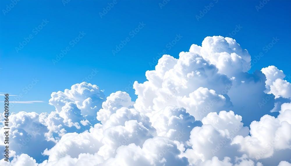 Naklejka premium Bright blue sky filled with scattered fluffy white clouds