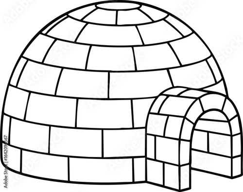 Igloo shelter dome made of ice blocks winter snow structure vector illustration 
