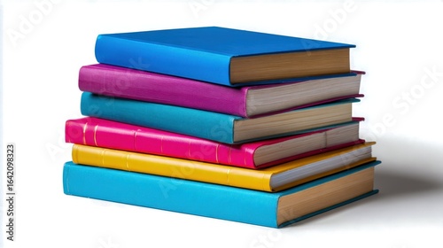 Wallpaper Mural Stack of colorful books on white background, educational resources for knowledge, literature, and reading Torontodigital.ca