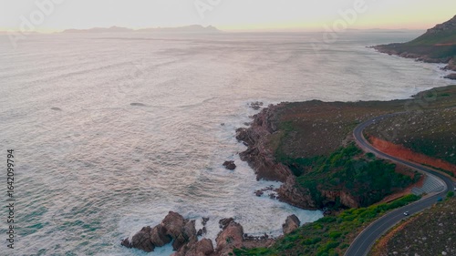 Ocean landscape with waves and dramatic evening light