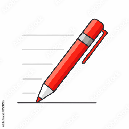 Red Pen Marking Corrections on Paper Vector Illustration