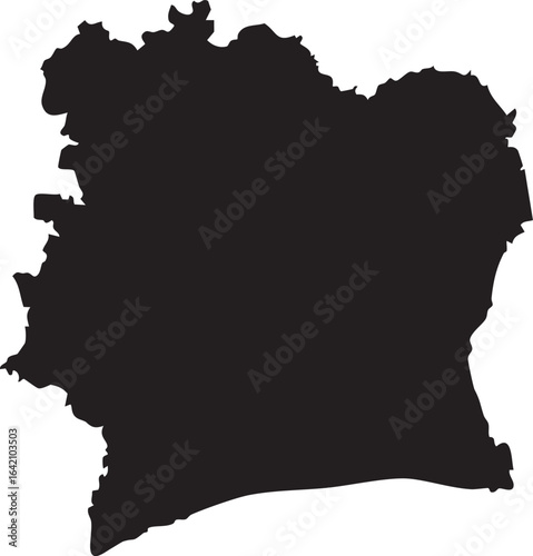 Vector Map Silhouette of Ivory Coast