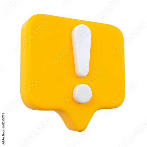 3d minimal exclamation mark icon. warning icon. beware, watch out, be careful. 3d illustration.