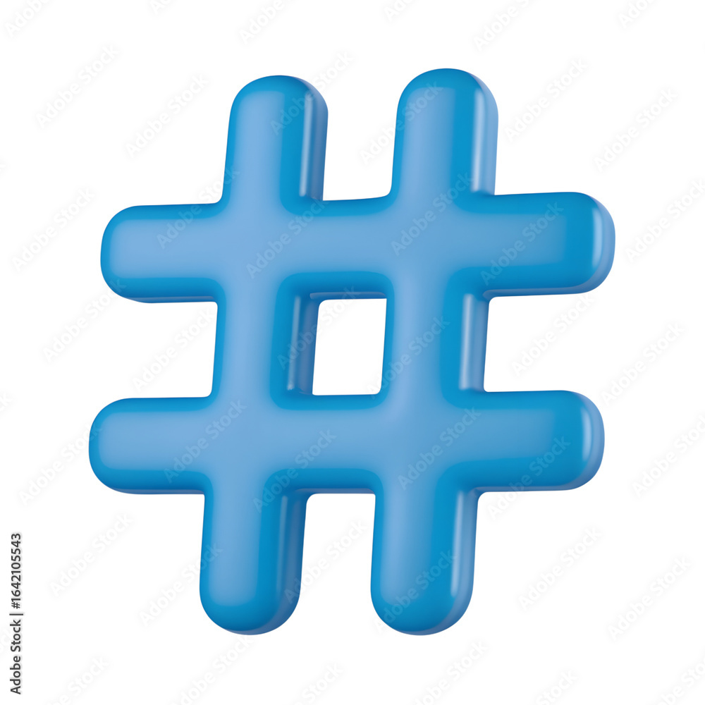 Fototapeta premium 3d render of hashtag icon.