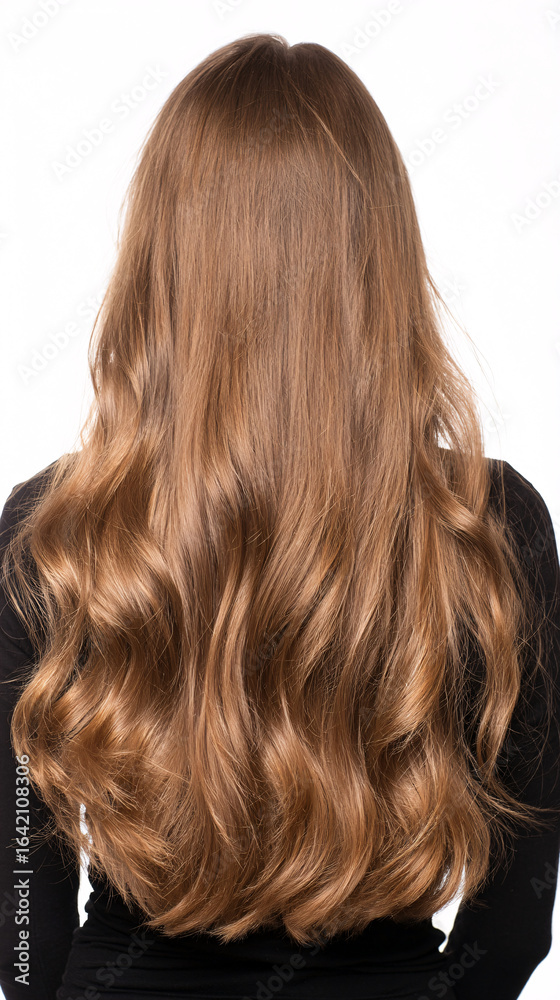Naklejka premium Portrait of a Young Woman with Long Blonde Hair: Beautiful Girl, Wavy Hairstyle, Studio Photography